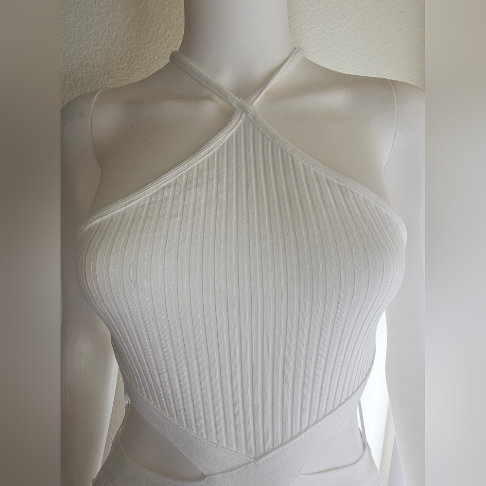 NOT Available ZARA NWT Ribbed Cut Out Bodysuit White Size Small - Picture 2 of 16